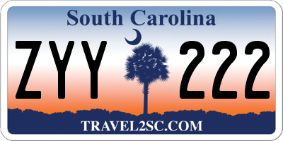 SC license plate ZYY222