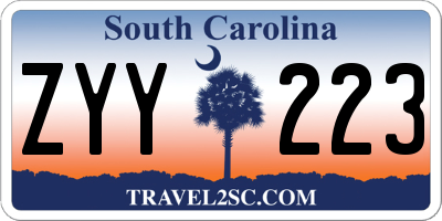 SC license plate ZYY223