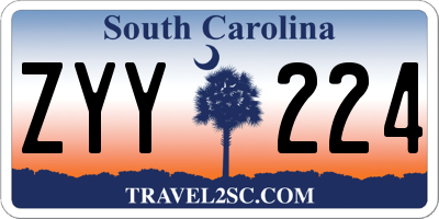 SC license plate ZYY224