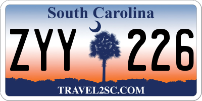 SC license plate ZYY226