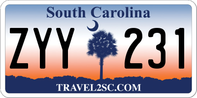 SC license plate ZYY231