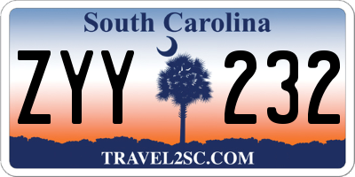 SC license plate ZYY232