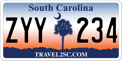 SC license plate ZYY234