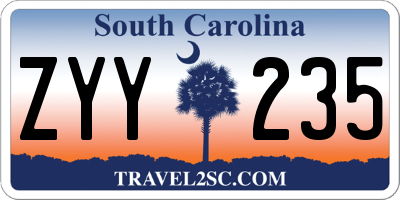 SC license plate ZYY235