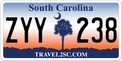 SC license plate ZYY238