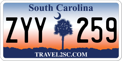 SC license plate ZYY259