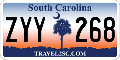 SC license plate ZYY268