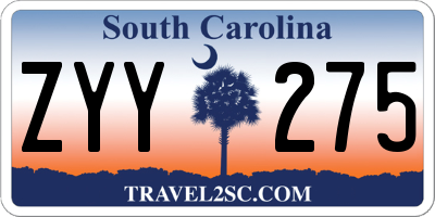 SC license plate ZYY275