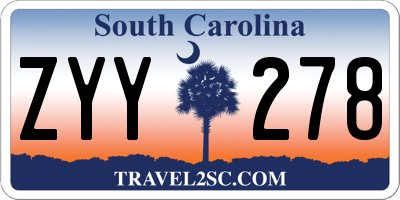 SC license plate ZYY278