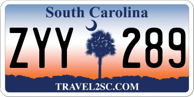 SC license plate ZYY289