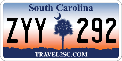 SC license plate ZYY292
