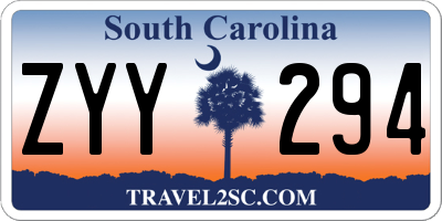 SC license plate ZYY294