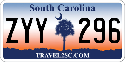 SC license plate ZYY296