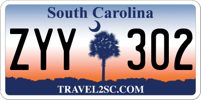 SC license plate ZYY302