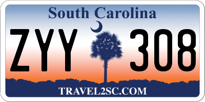 SC license plate ZYY308