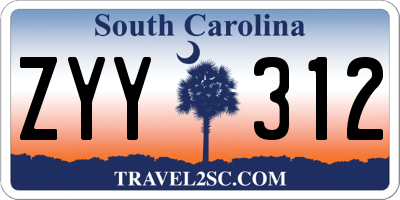 SC license plate ZYY312