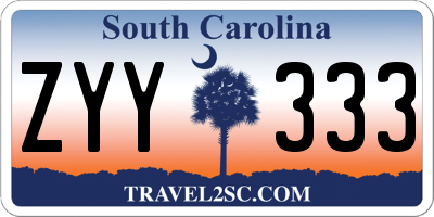 SC license plate ZYY333