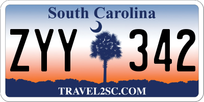 SC license plate ZYY342