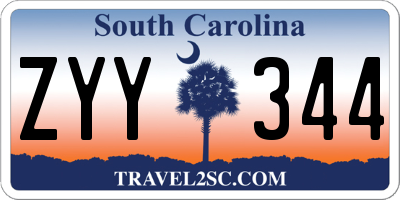 SC license plate ZYY344