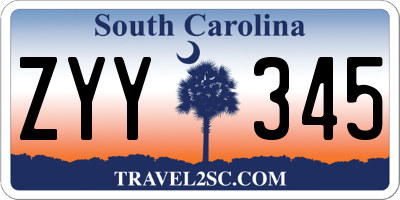 SC license plate ZYY345