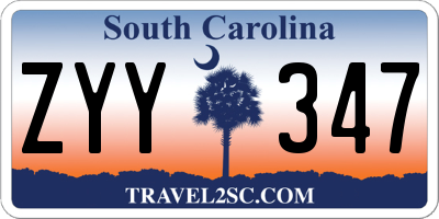 SC license plate ZYY347