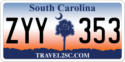 SC license plate ZYY353