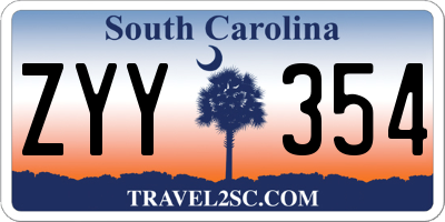 SC license plate ZYY354