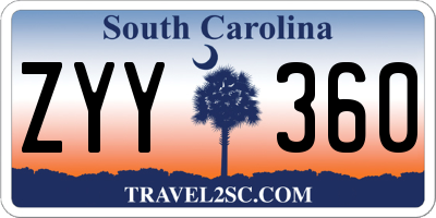 SC license plate ZYY360