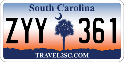 SC license plate ZYY361