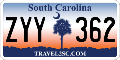 SC license plate ZYY362