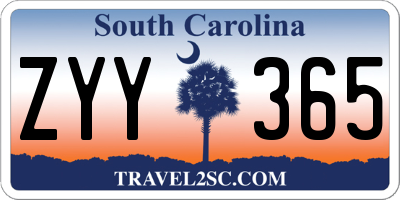 SC license plate ZYY365