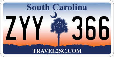 SC license plate ZYY366