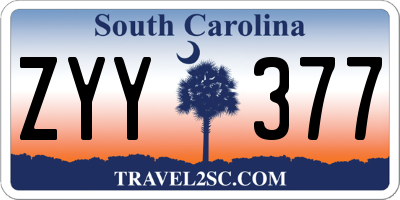 SC license plate ZYY377