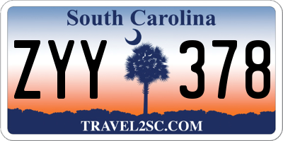 SC license plate ZYY378