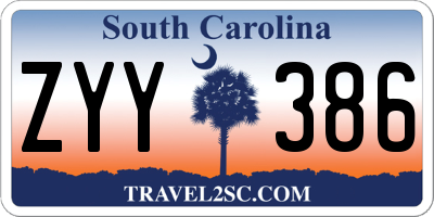 SC license plate ZYY386