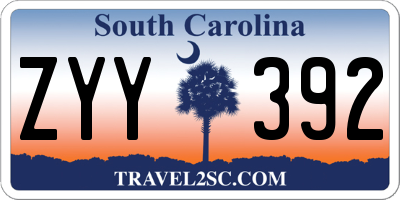 SC license plate ZYY392