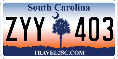 SC license plate ZYY403