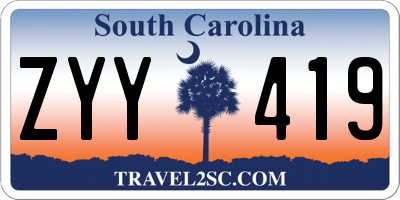 SC license plate ZYY419