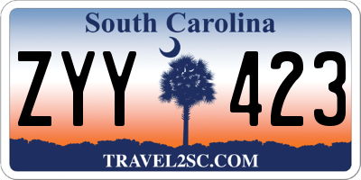 SC license plate ZYY423
