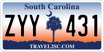 SC license plate ZYY431