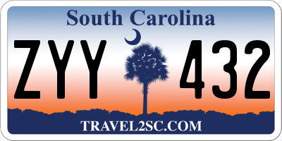 SC license plate ZYY432