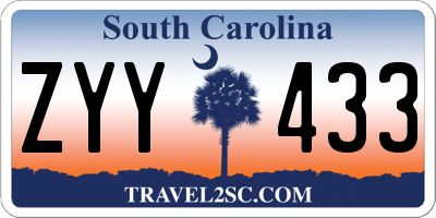 SC license plate ZYY433