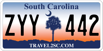 SC license plate ZYY442