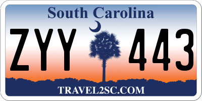 SC license plate ZYY443