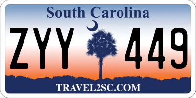 SC license plate ZYY449