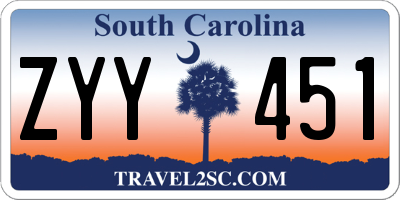 SC license plate ZYY451