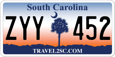 SC license plate ZYY452