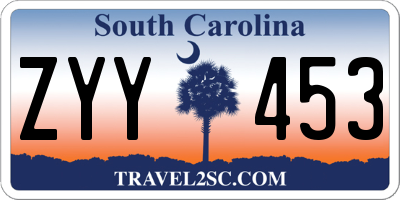 SC license plate ZYY453