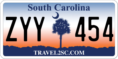 SC license plate ZYY454