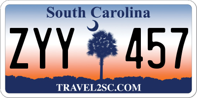 SC license plate ZYY457